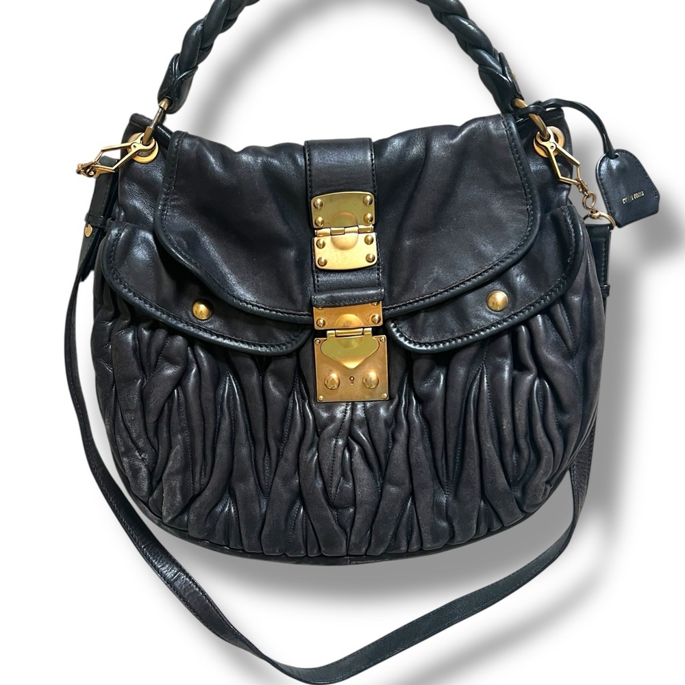 Miu Miu Vintage Black Leather Shoulder Bag